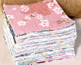 100 Beauty Charm Print Floral Flower Fabric,Precut 4" Squares,Quilting Fabric,Fabric Bundle,100% Cotton Sewing Craft Material DIY Patchwork