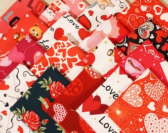 51 assortiments de tissu en coton LoveHeart Quilting pré-découpé charme 5 "carrés chutes Lot bricolage pour la Saint-Valentin