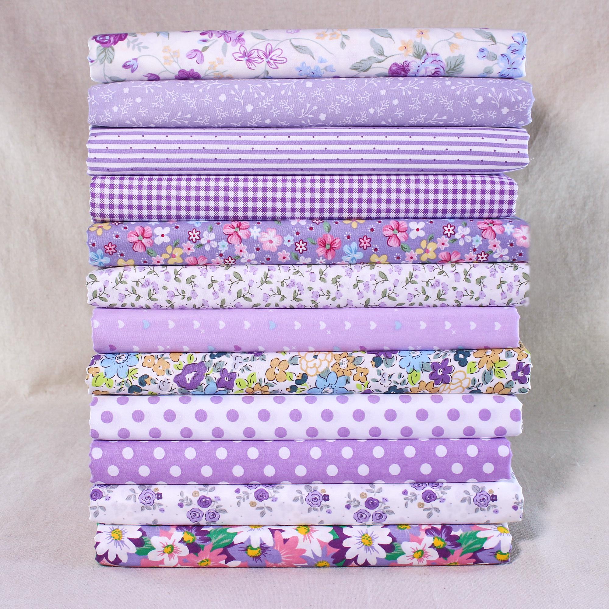 12 Assorted Purple Cotton Print Fabric Quilting,Sewing Floral Flower Fabric,Precut Bundle Charm Patchwok 10" Squares Scraps DIY Patchwork