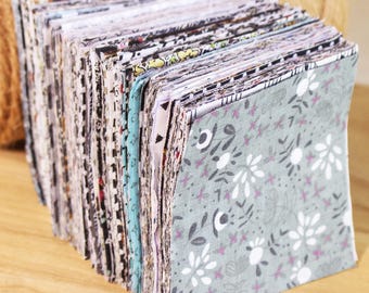 100 Floral Quilting Fabric, Fabric Scraps Remnants,Quilting Cotton,Fabric Patchwork Bundle,Scrappy 4in Charm Square,Quilt ,diy craft sewing
