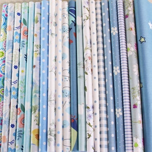Beauty Sewing 20 tessuti di cotone blu assortiti per quilting, patchwok con fascino pretagliato 10" quadrati scarti lotto fai da te