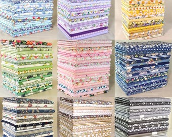 20 gemengde katoenen stofbundels, met bloemen bedrukt voorgesneden 8" vierkanten restjes, patchwork stof, vintage quiltstof, ambachtelijk naaien DIY-materiaal