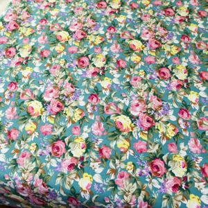 Half Yard Fabric,Pink Yellow Floral Shabby Chic Rose fabric,100% cotton,Quilting Fabric,Vintage Fabric,Sewing Craft DIY Material