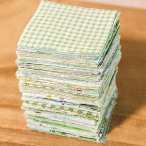300 Mini Charm Squares Tessuto, Tessuto Floreale Verde, Ritagli di Tessuto, Tessuto per Quilting Patchwork Pretagliato, 100% Cotone Cucito Patchwork Fai da Te