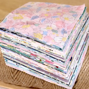 100 Mix Floral Flower Fabric,Precut 4&quot; Squares,Charm Print Quilting Fabric,Fabric Bundle,100% Cotton Sewing Craft Material DIY Patchwork