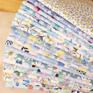 100 Blue Flower Floral Fabric,Print Fabric,Quilting Cotton Fabric,Charm Squares,Patchwork Fabric Bundle,Quilt Scrap Bag,Sewing Crafst DIY
