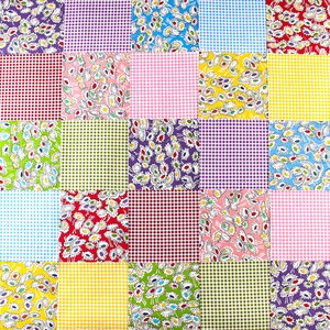 100% Cotton,Fabric Scraps Remnants,Quilting Fabric,Charm Pack Fabric,Sewing DIY material,pink/yellow/black/gray/ fabric Plaid(48pc)