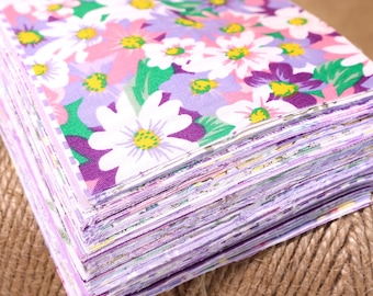 100 Purple Flower Floral Fabric,Precuts Quilting Cotton Fabric,Quilt Squares,Patchwork Fabric Bundle,Print Fabric,Sewing Crafts Material diy
