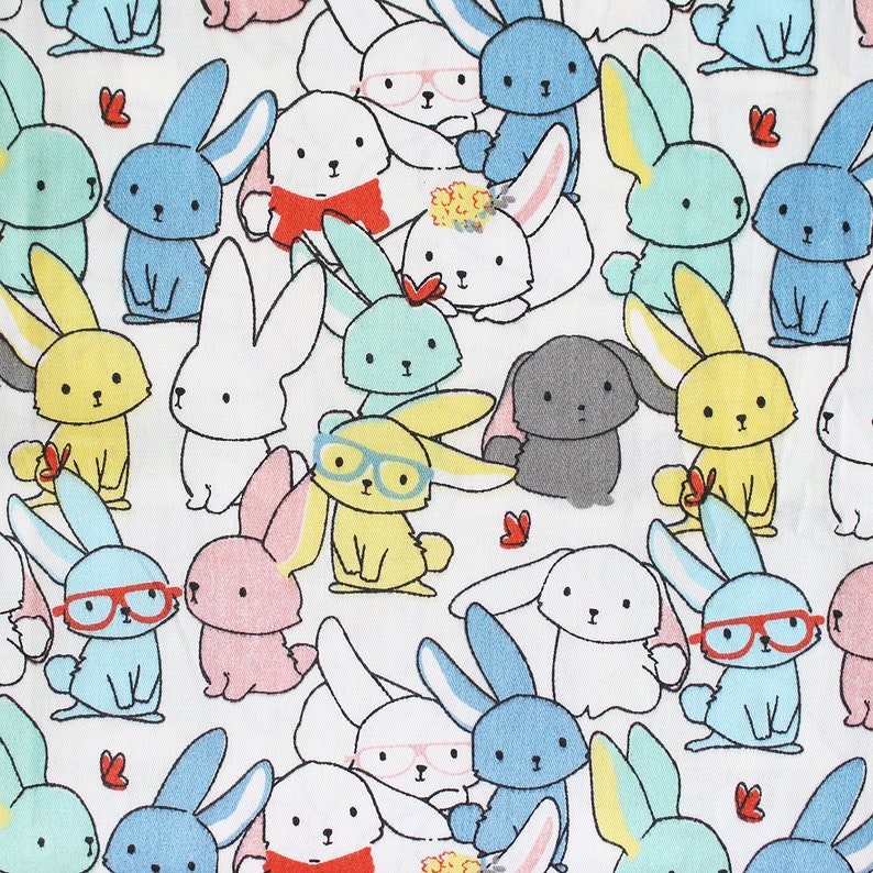 Fabric by half yard,Children Kids Fabric,Nursery Fabric,Bunny Fabric,Cute Rabbit Cotton Fabric,Sewing Quilting Material DIY image 6