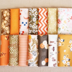 14 Assorted Orange Cotton Fabric Quilting ,Pre Cut Charm Patchwok 10&quot; Squares Scraps Lot DIY