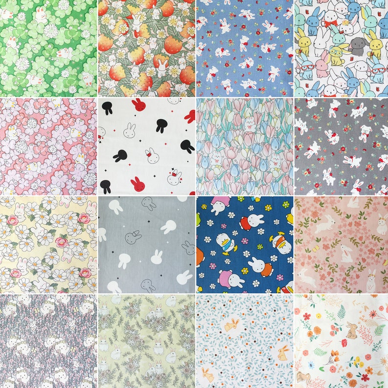 Fabric by half yard,Children Kids Fabric,Nursery Fabric,Bunny Fabric,Cute Rabbit Cotton Fabric,Sewing Quilting Material DIY image 1