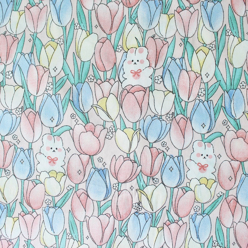 Fabric by half yard,Children Kids Fabric,Nursery Fabric,Bunny Fabric,Cute Rabbit Cotton Fabric,Sewing Quilting Material DIY image 9