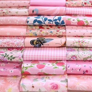 100 Print Fabric,Pink Floral Flower Fabric,Precut 4&quot; Squares,Quilting Cotton Fabric,Patchwork Fabric Bundle,Quilt Scrap Bag,Sewing Craft DIY