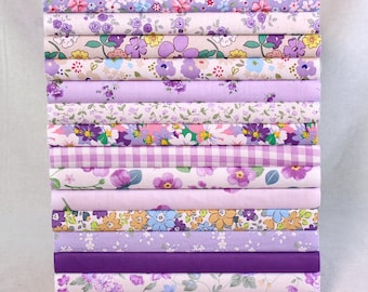 15 matelassages assortis en tissu de coton violet, patchwok prédécoupé à breloques 10" carrés, lot de chutes bricolage
