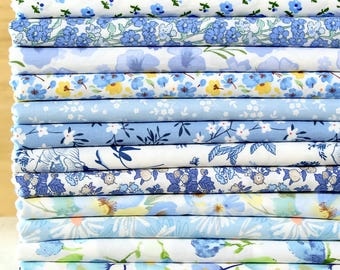 12 gemischte blaue vorgeschnittene Charme Quadrate Blumen Baumwollstoff Quilten Bundle DIY Nähmaterial