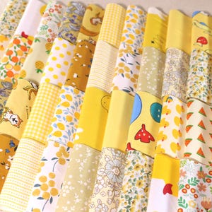 Tessuto giallo 100% cotone, tessuto per trapuntatura, tessuto per trapuntatura, tessuto pretagliato da 4 pollici, pacco di tessuto, lotto di ritagli di patchwork fai da te per cucito