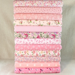 12 pezzi di tessuto stampato in cotone rosa assortito per quilting, tessuto floreale da cucire, ritagli pretagliati di ciondoli patchwork da 10" quadrati, per patchwork fai da te