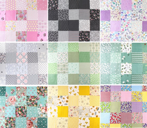 100% Cotton,Fabric Scraps Remnants,Quilting Fabric,Charm Pack Fabric,Sewing DIY material,pink/yellow/black/gray/ fabric