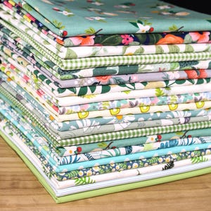 20 Grün Blumen Floral Stoff,Baumwolle Bedruckter Stoff,Stoffreste,Quiltstoffrest Bündel,Stoffquadrate,Quilting Baumwolle,Nähmaterial