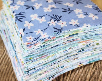100 Blue Flower Floral Fabric,Quilting Cotton Fabric,Precut 4inch Squares,Patchwork Fabric Bundle,Print fabric,Sewing Crafst Material