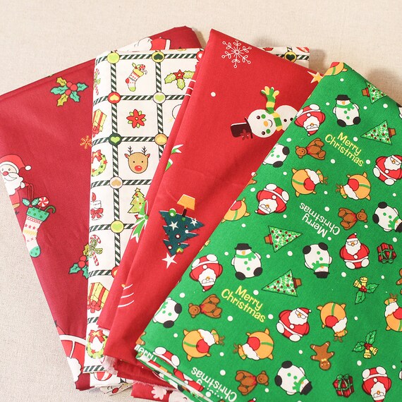 10 Pieces Christmas Fabric Quilting Fabric Squares Quarters Precut Sewing 
