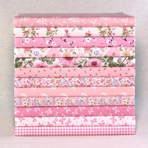 12 bloemen roze katoenen print stof quilten, naaien ambachtelijke charme bloem stof, voorgesneden 10" vierkante kladjes bundel patchwok DIY patchwork