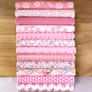 12 Fat Quarter Bundle,Pink Cotton Fabric Quilting,Sewing Printed Floral Flower Fabric,Fabric Quilt Patchwok DIY Material
