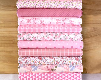 12 Fat Quarter Bundle,Pink Cotton Fabric Quilting,Sewing Printed Floral Flower Fabric,Fabric Quilt Patchwok DIY Material