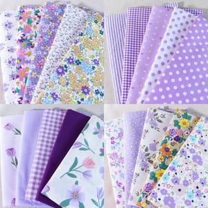 Tessuto di cotone viola Beauty per trapuntatura, tessuto con stampa floreale, tessuto a pois, patchwork con ciondolo pretagliato, ritagli da 10" quadrati, lotto di artigianato da cucito fai da te