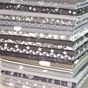 20 Gray Cotton Fabric,Precut Charm 7.9" Squares,Sewing Fabric,Quilting Fabric,Vintage Print Craft Fabric DIY Material
