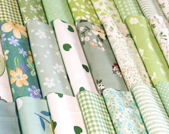 108 lichtgroene katoenen stof, quiltstof, voorgesneden vierkanten van 4 inch, bundel patchworkstoffen, ambachtelijk naaimateriaal DIY