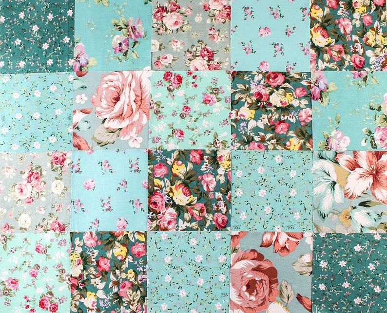 100% Cotton,Fabric Scraps Remnants,Quilting Fabric,Charm Pack Fabric,Sewing DIY material,pink/yellow/black/gray/ fabric Emerald(40pc)