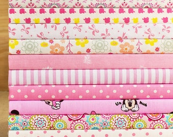 10 Assorted Pink Cotton Fabric Quilting ,Pre Cut Charm Patchwok 10" Squares Fabric Bundle ,Sewing Craft DIY