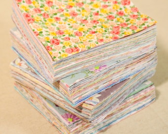 100 chutes de tissu, lot de 4 pouces carrés, tissu pour courtepointe à fleurs mélangées, lot de tissus multicolores, couture artisanale 100 % coton