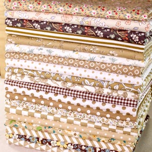 20 Brown Cotton Fabric,Quilting Fabric,Quilt Scrap Bag,Printed Fabric,Precut Fabric Squares Bundles Sewing Craft Diy Material