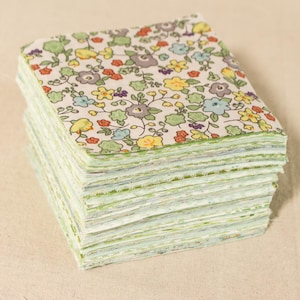 100 Floral Green Fabric,Precuts Quilting Cotton Fabric,Precut 4&quot; Charm Squares,Patchwork Fabric Bundle,Sewing Charm Craft Material
