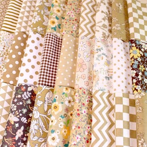 100 Mix Brown Fabric,Print Fabric,Quilting Cotton Fabric,Precut 4&quot; Squares,Patchwork Fabric Bundle,Quilt Scrap Bag,Sewing Craft DIY