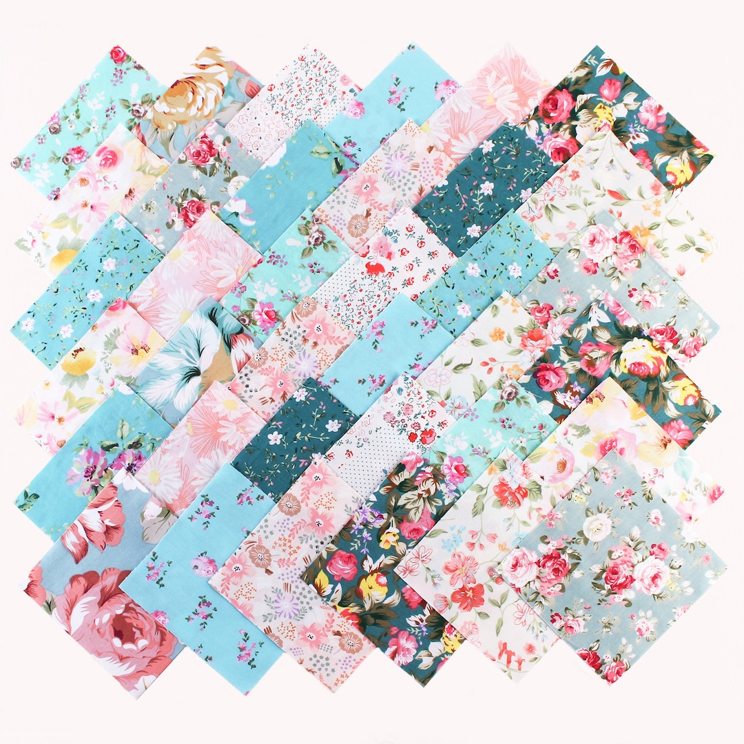 45 Floral Cotton Fabric Quilting Pre Cut 5 Squares Charm Patchwok