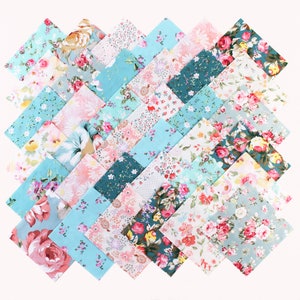 45 ritagli di tessuto di cotone floreale per trapuntatura pretagliati da 5" quadrati Charm Patchwok fai da te
