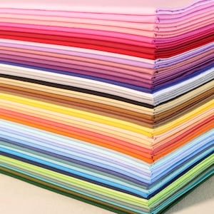 50 Fat Quarter Bundle, Multicolor Plain Solid Cotton Quilting Fabric,Quilt Fabric,Sewing Craft DIY Material