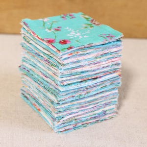 300 Mini Charm Quadrat Stoff,Grün Rosa Blumen Stoff,Stoffreste Stoffreste,Quiltstoff,Baumwolle Nähen Basteln Material DIY