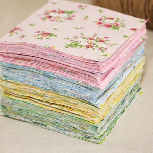 100 Rosa Blau Gelb Grün Blumen Stoff,vorgeschnittene Quilten Baumwollstoff,Charm Quadrate,Patchwork Fabric Bundle,Charm Craft Material