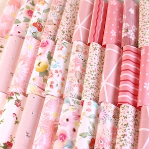 52 Beauty Sewing Tessuto di cotone rosa, Tessuto per trapuntatura, Confezione di ritagli di quadrati patchwok pretagliati da 5" fai da te