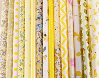 Beauty Sewing 15 Assorted Yellow  Cotton Fabric Quilting ,Pre Cut Charm Patchwok 10" Squares Scraps Lot DIY