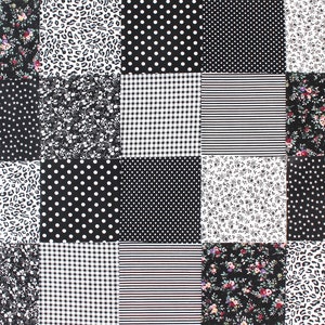 100% Cotton,Fabric Scraps Remnants,Quilting Fabric,Charm Pack Fabric,Sewing DIY material,pink/yellow/black/gray/ fabric Black(45pc)