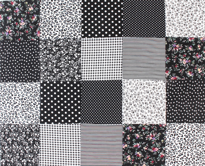 100% Cotton,Fabric Scraps Remnants,Quilting Fabric,Charm Pack Fabric,Sewing DIY material,pink/yellow/black/gray/ fabric Black(45pc)
