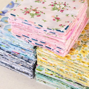 Tessuto floreale con 100 fiori, tessuto stampato, tessuto di cotone per trapuntatura, tessuto pretagliato con quadrati da 4 pollici, materiale per patchwork da cucire fai da te