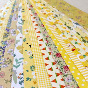 20( 2.5") Jelly Roll Quilt Fabric,Yellow Fabric Strips ,100% Cotton Quilting Patchwork Floral Fabric Sewing Crafts DIY Material