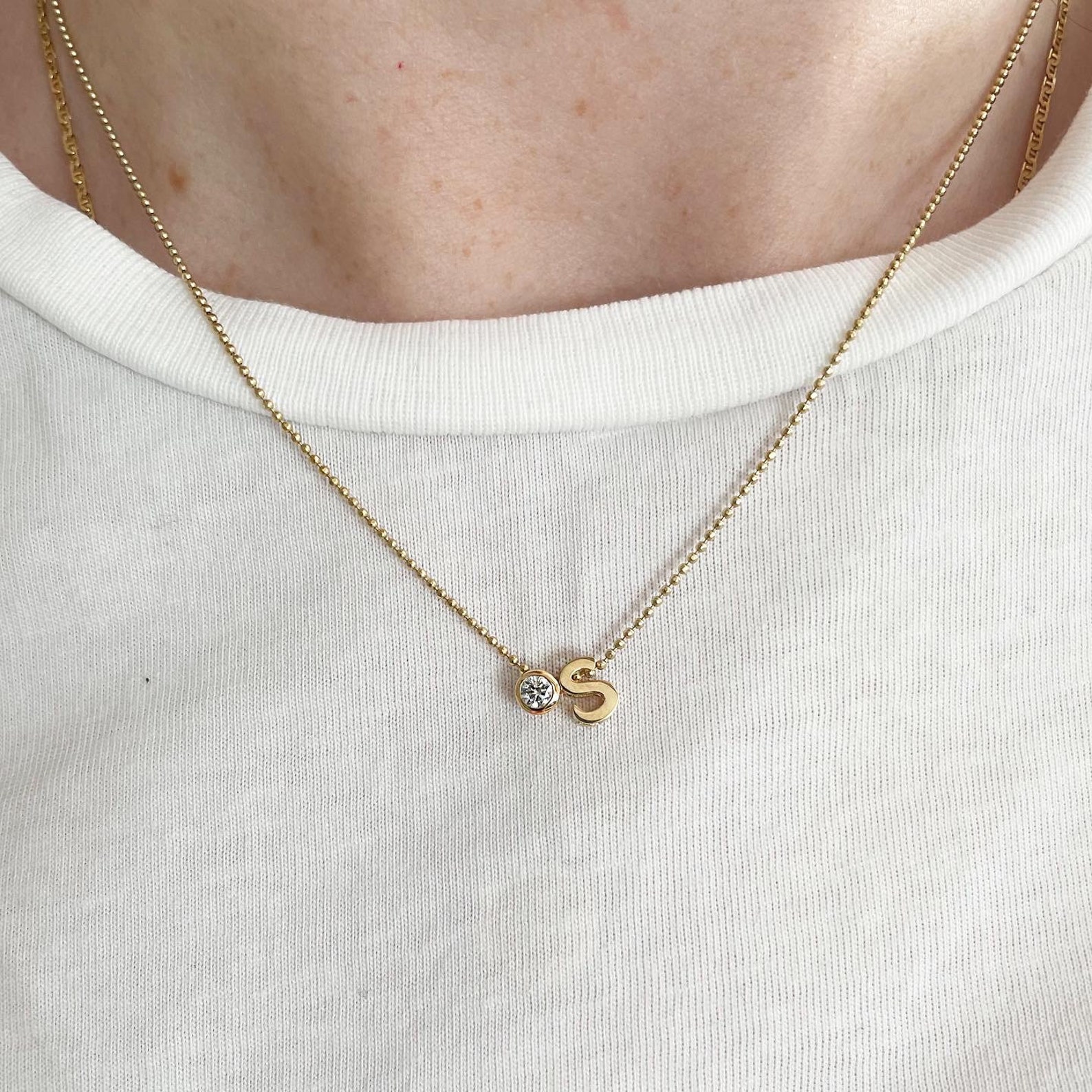 Gemstone Necklace 14k Gold Slider charms Ball chain Etsy