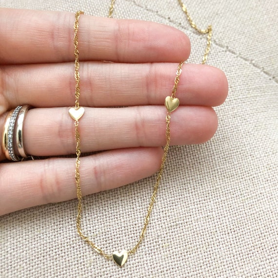 Gold Heart Chain, 14k Gold, Hearts chain, Gold hea